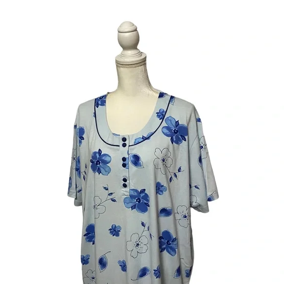 Vintage Night Gown Just my Size Long Night Gown Oversized Shirt Blue - Picture 10 of 15